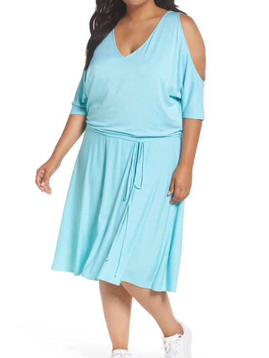 Three Dots Dresses & Skirts - Three Dots New Dress Cold Shoulder Stripe A-Line Women's 3X Made in USA